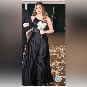 Black satin formal dress / bridesmaid